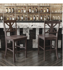 Flash Furniture ES-STBN1-24-GY-2-GG Gwendolyn Set of 2 Commercial Grade Solid Wood Modern Farmhouse Counter Height Barstool in Gray Wash Walnut