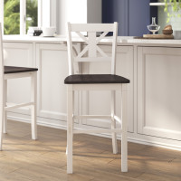 Flash Furniture ES-STBN1-29-WH-2-GG Gwendolyn Set of 2 Commercial Grade Solid Wood Modern Farmhouse Barstool in Antique White Wash