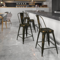 Flash Furniture ET-3534-24-COP-GG Distressed Copper Metal Stool in Copper