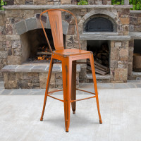 Flash Furniture ET-3534-30-OR-GG Distressed Barstool in Orange