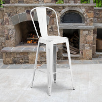 Flash Furniture ET-3534-30-WH-GG Distressed Barstool in White