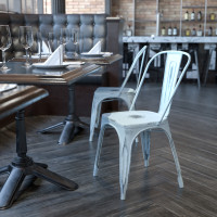 Flash Furniture ET-3534-DB-GG Distressed Metal Chair in Blue