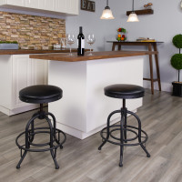 Flash Furniture ET-BR542-224-GG 24" Counter Height Stool with Swivel Lift Black Leather Seat