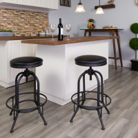 Flash Furniture ET-BR542-230-GG 30" Barstool with Swivel Lift Black Leather Seat
