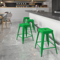 Flash Furniture ET-BT3503-24-GN-GG Distressed Metal Stool in Green