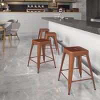 Flash Furniture ET-BT3503-24-POC-GG 24''H Backless Indoor-Outdoor Counter Height Stool in Copper