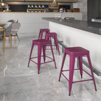 Flash Furniture ET-BT3503-24-PUR-GG 24'' High Backless Indoor-Outdoor Counter Height Stool in Purple