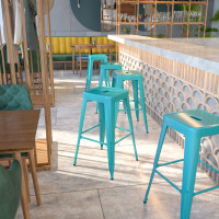 Flash Furniture ET-BT3503-30-CB-GG 30''H Backless Crystal Indoor-Outdoor Barstool in Blue