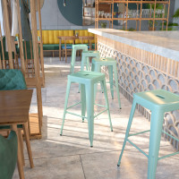 Flash Furniture ET-BT3503-30-MINT-GG 30''H Backless Green Indoor-Outdoor Barstool in Mint