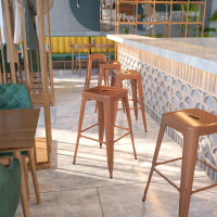 Flash Furniture ET-BT3503-30-POC-GG 30''H Backless Indoor-Outdoor Barstool in Copper