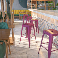 Flash Furniture ET-BT3503-30-PUR-GG 30''H Backless Indoor-Outdoor Barstool in Purple