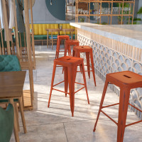 Flash Furniture ET-BT3503-30-RD-GG Distressedmetal Stool in Red