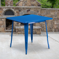Flash Furniture ET-CT002-1-BL-GG 31.5" Square Blue Metal Indoor Table