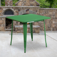 Flash Furniture ET-CT002-1-GN-GG 31.5" Square Green Metal Indoor Table