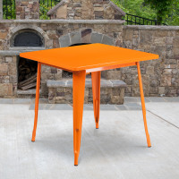 Flash Furniture ET-CT002-1-OR-GG 31.5" Square Orange Metal Indoor Table