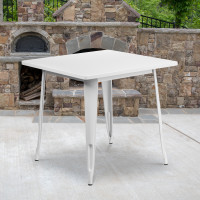 Flash Furniture ET-CT002-1-WH-GG 31.5" Square White Metal Indoor Table