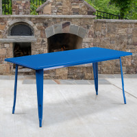 Flash Furniture ET-CT005-BL-GG 31.5" Rectangular Blue Metal Indoor Table