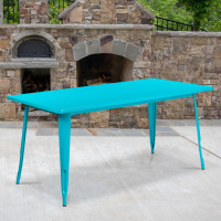Flash Furniture ET-CT005-CB-GG Rectangular Metal Table in Blue