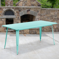 Flash Furniture ET-CT005-MINT-GG Rectangular Mint Metal Table in Mint