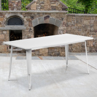 Flash Furniture ET-CT005-WH-GG 31.5" Rectangular White Metal Indoor Table