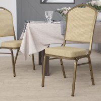 Flash Furniture HERCULES Crown Back Stacking Banquet Chair Beige Fabric - Gold Frame FD-C01-ALLGOLD-H20124E-GG