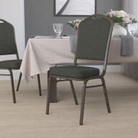 Flash Furniture HERCULES Crown Back Stacking Banquet Chair Green Fabric - Gold Vein Frame FD-C01-GOLDVEIN-0640-GG