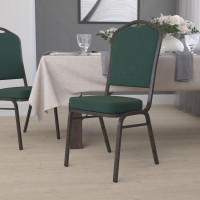 Flash Furniture HERCULES Series Crown Back Stacking Banquet Chair with Green Fabric and 2.5'' Thick Seat - Gold Vein Frame FD-C01-GOLDVEIN-GN-GG
