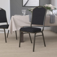 Flash Furniture HERCULES Crown Back Stacking Banquet Chair w/ Black Fabric Gold Vein Frame FD-C01-GOLDVEIN-S0806-GG