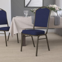Flash Furniture HERCULES Crown Back Stacking Banquet Chair Navy Blue Fabric - Gold Vein Frame FD-C01-GOLDVEIN-S0810-GG