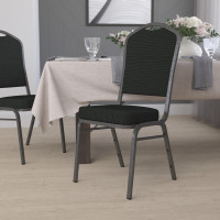 Flash Furniture HERCULES Crown Back Stacking Banquet Chair Black Fabric - Silver Vein Frame FD-C01-SILVERVEIN-S076-GG