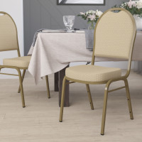 Flash Furniture HERCULES Dome Back Stacking Banquet Chair Beige Fabric Gold Frame FD-C03-ALLGOLD-H20124E-GG