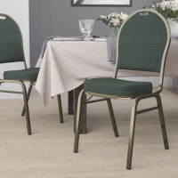 Flash Furniture HERCULES Dome Back Stacking Banquet Chair Green Fabric - Gold Vein Frame FD-C03-GOLDVEIN-4003-GG