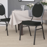 Flash Furniture HERCULES Teardrop Back Stacking Banquet Chair Black Fabric Seat - Silver Vein Frame FD-C04-SILVERVEIN-S076-GG