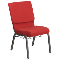 Flash Furniture FD-CH02185-SV-RED-BAS-GG Church Chair in Red and Silvervein