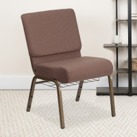 Flash Furniture FD-CH0221-4-GV-BNDOT-BAS-GG Fabric church chair in Brown