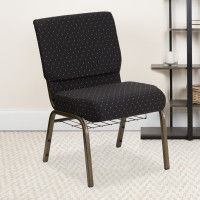 Flash Furniture HERCULES 21'' Extra Wide Black Dot Patterned Church Chair Gold Vein Frame FD-CH0221-4-GV-S0806-