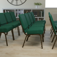 Flash Furniture HERCULES 21'' Extra Wide Hunter Stacking Church Chair Gold Vein Frame FD-CH0221-4-GV-S0808-GG