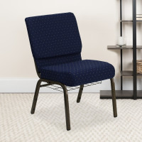 Flash Furniture HERCULES 21'' Extra Wide Navy Blue Church Chair Gold Vein Frame FD-CH0221-4-GV-S0