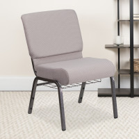 Flash Furniture FD-CH0221-4-SV-GYDOT-BAS-GG Dot Fabric Church Chair in Gray