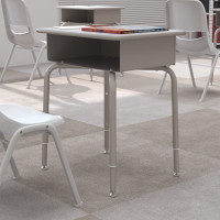 Flash Furniture FD-DESK-GY-GY-GG Billie Student Desk with Open Front Metal Book Box - Gray Granite/Silver