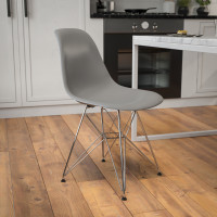 Flash Furniture FH-130-CPP1-GY-GG Elon Series Moss Gray Plastic Chair with Chrome Base 