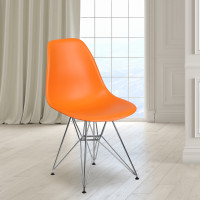 Flash Furniture FH-130-CPP1-OR-GG Elon Series Orange Plastic Chair with Chrome Base 