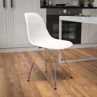 Flash Furniture FH-130-CPP1-WH-GG Elon Series White Plastic Chair with Chrome Base 