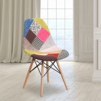 Flash Furniture FH-130-DCV1-D-GG Elon Series Milan Patchwork Fabric Chair with Wood Base 
