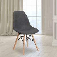 Flash Furniture FH-130-DCV1-FC100-GG Elon Series Siena Gray Fabric Chair with Wood Base 