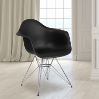 Flash Furniture FH-132-CPP1-BK-GG Alonza Series Black Plastic Chair with Chrome Base 