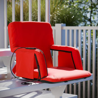 Flash Furniture FV-FA090H-RD-GG Malta Red Portable Heated Reclining Stadium Chair with Armrests, Padded Back & Heated Seat with Dual Storage Pockets and Backpack Straps