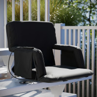 Flash Furniture FV-FA090HH-BK-GG Malta Black Portable Heated Reclining Stadium Chair with Armrests, Heated Padded Back & Heated Seat with Dual Storage Pockets and Backpack Straps