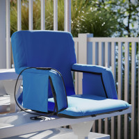 Flash Furniture FV-FA090HH-BL-GG Malta Blue Portable Heated Reclining Stadium Chair with Armrests, Heated Padded Back & Heated Seat with Dual Storage Pockets and Backpack Straps