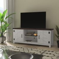 Flash Furniture GC-MBLK67-WH-GG Charlotte Modern Farmhouse Barn Door TV Stand in White for TV's up to 65 Inches - 59 Inch Entertainment Center with Adjustable Shelf